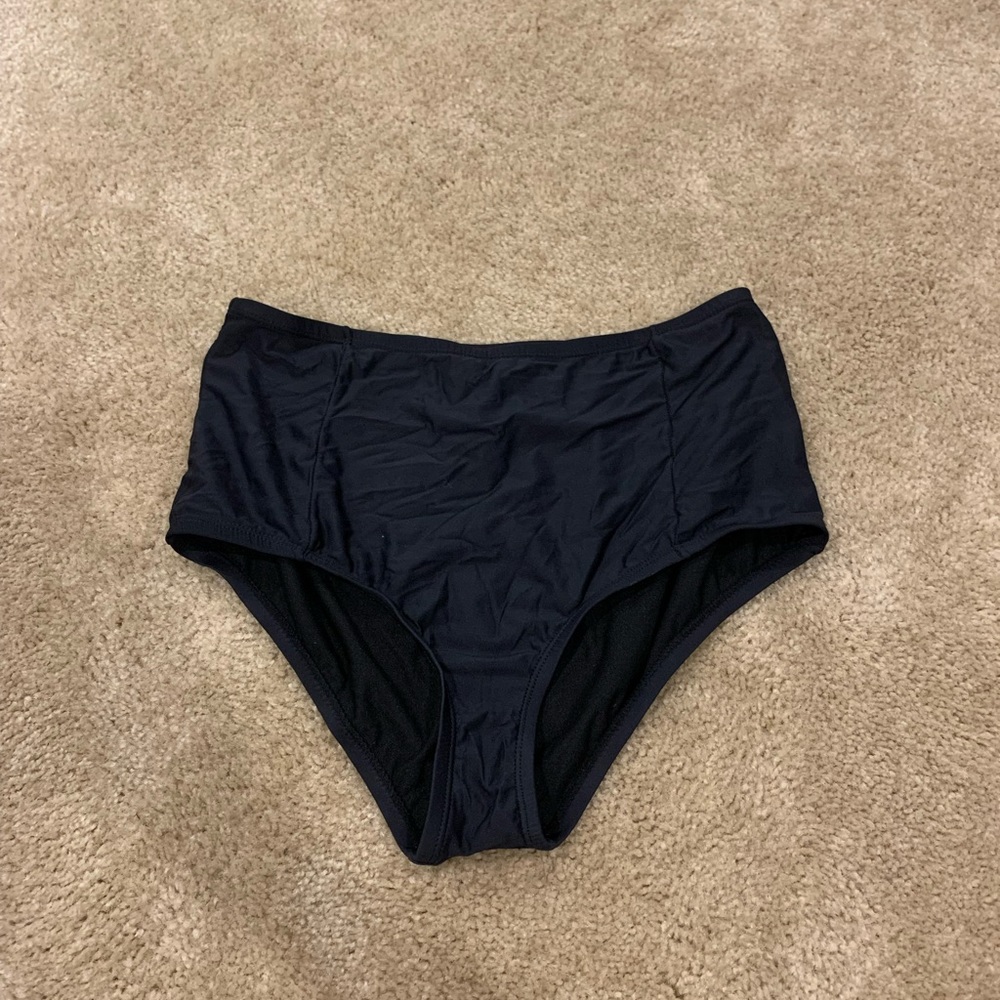 BLACK HIGH WAISTED SWIM BIKINI  BOTTOMS MEDIUM
